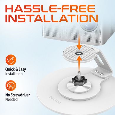 Delton 12D Desk/Tabletop Projector Stand with 360-Degree Rotating Base, White