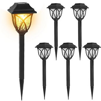 6Pack Solar Stake Lights Outdoor Waterproof Auto On/Off Decorative Pathway Garden Lamps