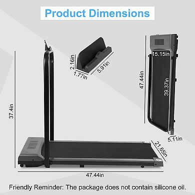 2-in-1 Folding Treadmill Under Desk Walking Pad with Remote & App Control for Home Office