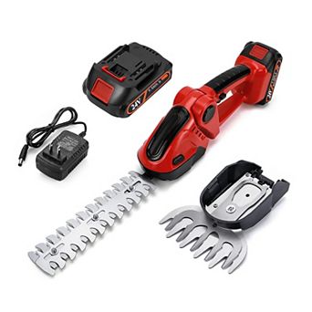 24V Electric Hedge Trimmer & Grass Shear Handheld Cutter with 2 Blades & 90° Cutting