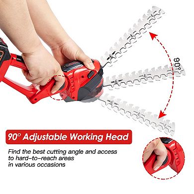 24V Electric Hedge Trimmer & Grass Shear Handheld Cutter with 2 Blades & 90° Cutting