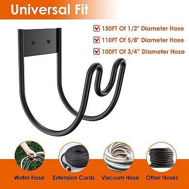 2 Pack Stainless Steel Garden Hose Holder, Heavy Duty Hook & Organizer