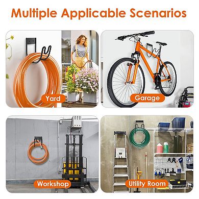 2 Pack Stainless Steel Garden Hose Holder, Heavy Duty Hook & Organizer