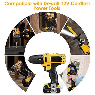 2-Pack 12V Li-ion Replacement Battery Compatible with Dewalt DCB120 Series