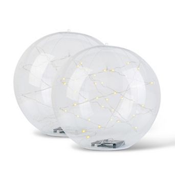 2 pc 14 in Solar Pool Lights Waterproof Floating LED Balls w/ Remote & Timer, 3 Modes