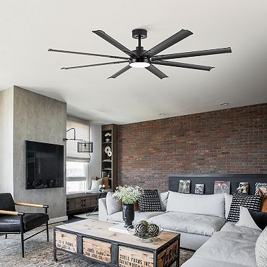 72-Inch indoor fan, 8 aluminum blades, 6-speed, DC motor, 3-color light, 7&24" downrods