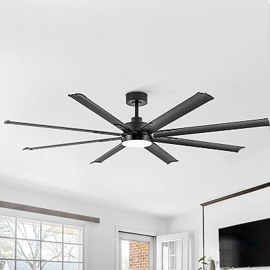 72-Inch indoor fan, 8 aluminum blades, 6-speed, DC motor, 3-color light, 7&24" downrods