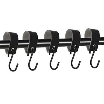 Pack of 5 S Hooks with Leather Loop Coat Hook Metal Hook Multi-Purpose Hooks Camping Hooks 4.13"