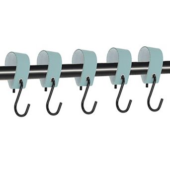 Pack of 5 S Hooks with Leather Loop Coat Hook Metal Hook Multi-Purpose Hooks Camping Hooks 4.13"