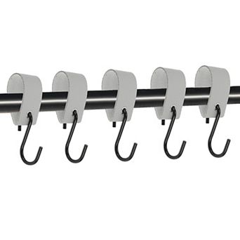 Pack of 5 S Hooks with Leather Loop Coat Hook Metal Hook Multi-Purpose Hooks Camping Hooks 4.13"