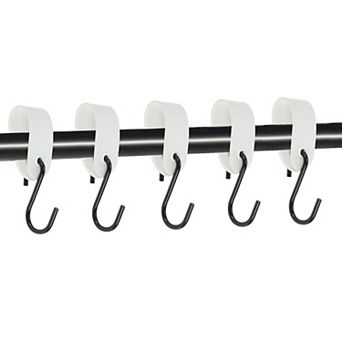 Pack of 5 S Hooks with Leather Loop Coat Hook Metal Hook Multi-Purpose Hooks Camping Hooks 4.13"