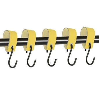 Pack of 5 S Hooks with Leather Loop Coat Hook Metal Hook Multi-Purpose Hooks Camping Hooks 4.13"