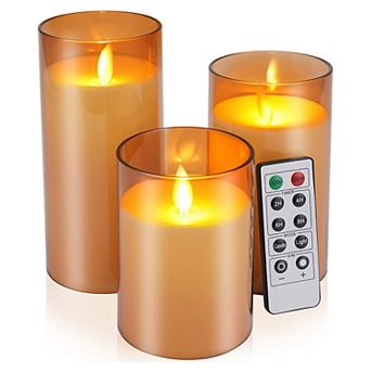 3-Pack Flameless LED Pillar Candles Battery Operated Real Wax with Remote & Timer, Warm White