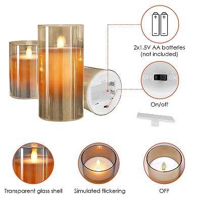 3-Pack Flameless LED Pillar Candles Battery Operated Real Wax with Remote & Timer, Warm White
