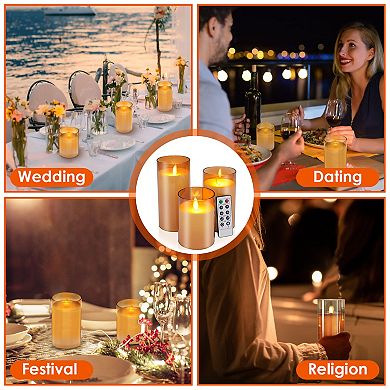 3-Pack Flameless LED Pillar Candles Battery Operated Real Wax with Remote & Timer, Warm White