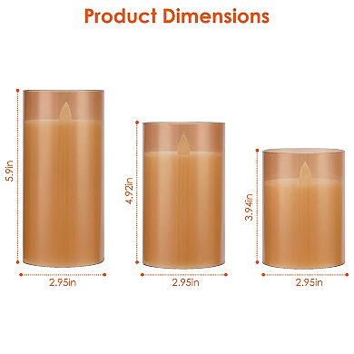 3-Pack Flameless LED Pillar Candles Battery Operated Real Wax with Remote & Timer, Warm White