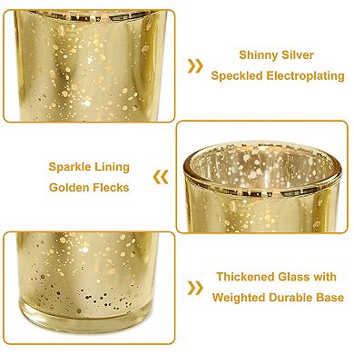 24Pcs Gold Mercury Glass Votive Candle Holders for Wedding, Birthday & Home Table Décor
