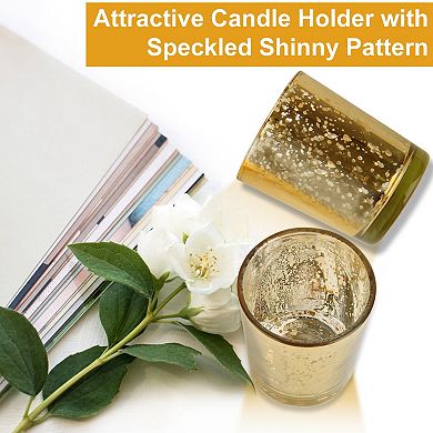 24Pcs Gold Mercury Glass Votive Candle Holders for Wedding, Birthday & Home Table Décor
