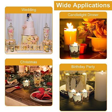 24Pcs Gold Mercury Glass Votive Candle Holders for Wedding, Birthday & Home Table Décor
