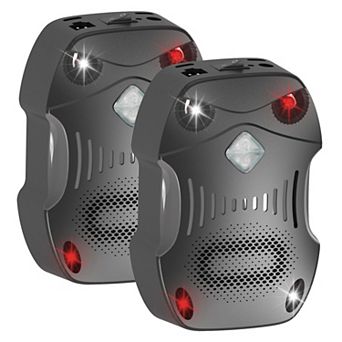 2-Pack Ultrasonic Rodent Repeller with Strobe Light for Vehicle & Indoor Use