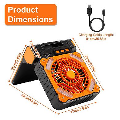 Solar Camping Fan with LED Lantern, 5200mAh Rechargeable Tent Fan with 4 Speeds, 3 Light Modes & Tim