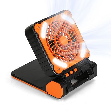 Solar Camping Fan with LED Lantern, 5200mAh Rechargeable Tent Fan with 4 Speeds, 3 Light Modes & Tim