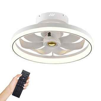 19.7" LED Ceiling Fan with 60W Light, Round Pendant Lamp, 6 Speeds, Color Adjustment, Remote & APP C