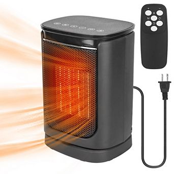1500W Electric Space Heater, Ceramic Oscillating Fan with Remote & Safety
