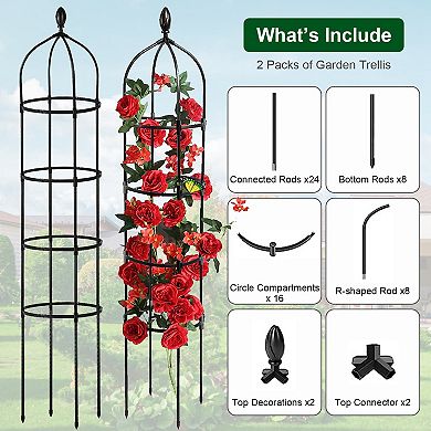 2-Pack 5.9FT Garden Obelisk Trellis Climbing Plant & Vine Support, Rustproof