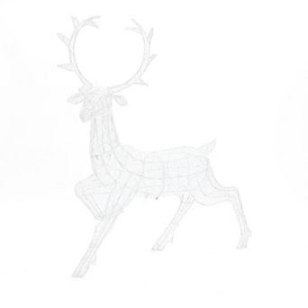 LuxenHome Outdoor Christmas Reindeer Decor, Lighted Holiday Yard Display with Timer