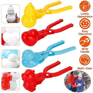 4Pcs Snowball Maker Set w/ Handles, Snow & Sand Molds Toy for Winter & Beach Fun