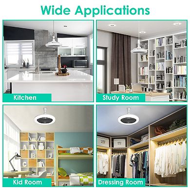 Ceiling Fan with Lights & Remote, E27 Socket, Dimmable, 3 Speeds, Timer, 9.4in Fanlight