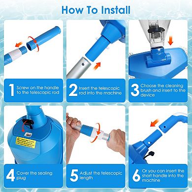 21GPM Cordless Pool Vacuum with Telescopic Pole & 90Min Rechargeable Battery