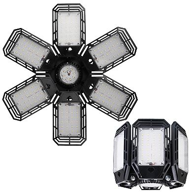 2-Pack 160W LED Garage Ceiling Lights with 6 Adjustable Panels for Shop, Basement, E26/E27