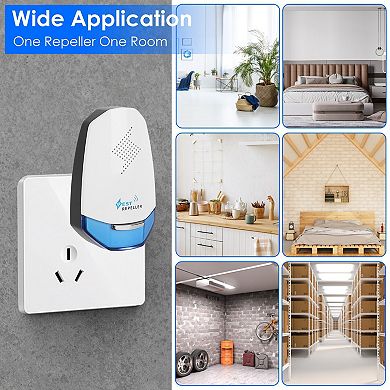 2-Pack Ultrasonic Pest Repellers with Night Light, Plug-In Indoor Repellent for Mice, Roaches & Bugs
