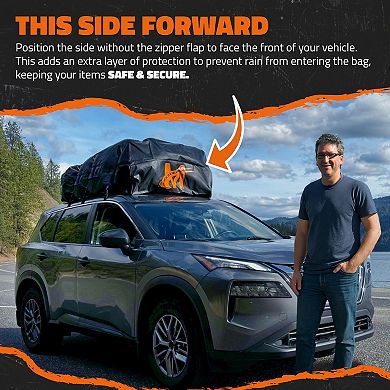 Mockins 35 Cu Ft. Black Waterproof Rooftop Cargo Bag (60"x42"x24") with Mat, Straps, Hooks