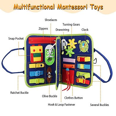 Kids Busy Board Sensory Activity Toy Montessori Learning Board for Toddlers Ages 1-6