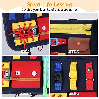 Kids Busy Board Sensory Activity Toy Montessori Learning Board for Toddlers Ages 1-6