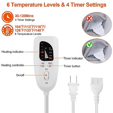 Electric Foot Warmer, 9 Heat Temp Settings, 4 Timer, Machine Washable Heated Feet Warmer, Winter Warm Fast Heating Foot Pad For Men Women, Heated Mat For Foot, Back, Lumbar And Full Body
