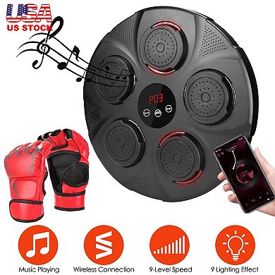 LED Music Boxing Machine Wall Target Punching Pad with Half Finger Gloves for Adult Training