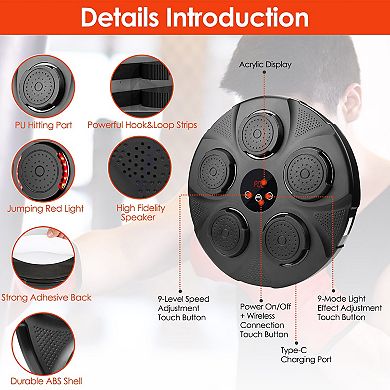 LED Music Boxing Machine Wall Target Punching Pad with Half Finger Gloves for Adult Training