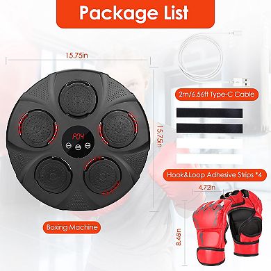 LED Music Boxing Machine Wall Target Punching Pad with Half Finger Gloves for Adult Training