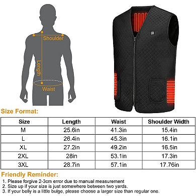 Heat Jacket Vest with 5 Heating Zones, Adjustable USB Heated Coat for Men & Women Outdoor Winter