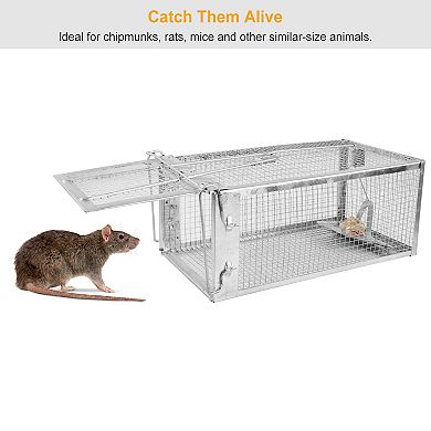 2-Pack Humane Rat Trap Cage Live Rodent Catch, Galvanized Iron with Detachable U-Rod