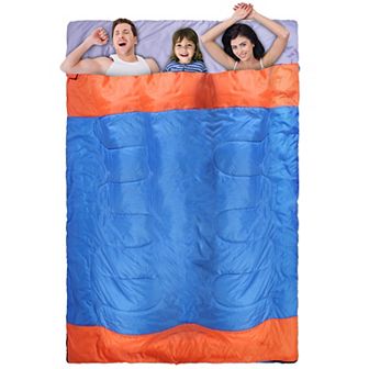 3-Person Lightweight Water-Resistant Sleeping Bag for Camping, 3-Season Use