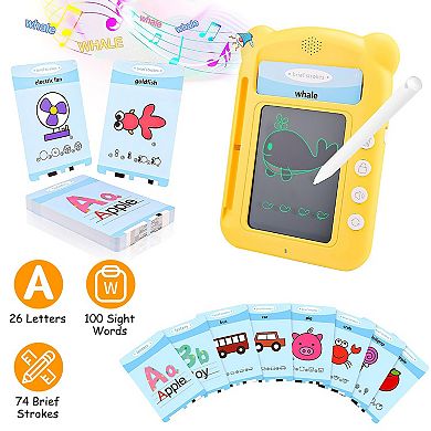 100 Words Talking Flash Cards with 5.5in LCD Writing Tablet & Stylus Educational Toy for Toddlers