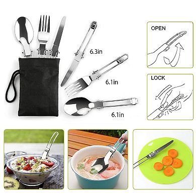 12Pcs Camping Cookware Set with Stove, Aluminum Pots Pans Utensils for Hiking & Outdoor