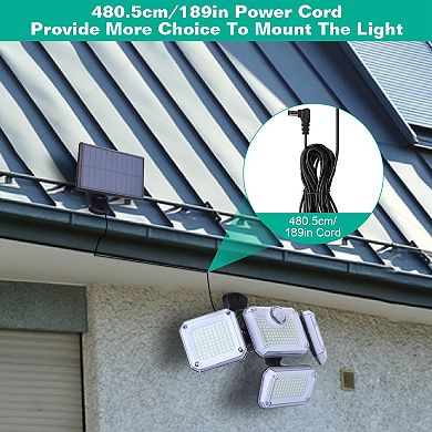 2-Pack Solar Wall Lights IP44 Waterproof with Motion Sensor & Remote, 4-Head 333 LED