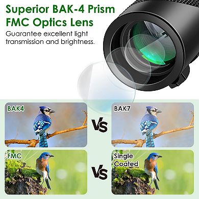 80x100 HD Monocular Telescope BAK-4 Prism High Power Scope with Phone Adapter, Tripod & Case