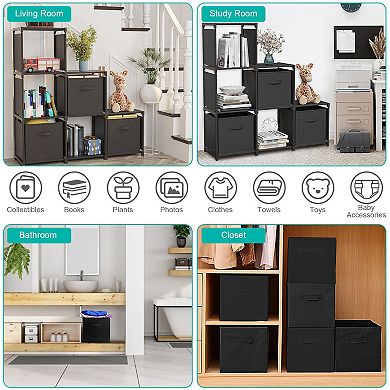 2-Pack Foldable Non-Woven Fabric Storage Bins with Handles for Closet, Living Room, Bedroom
